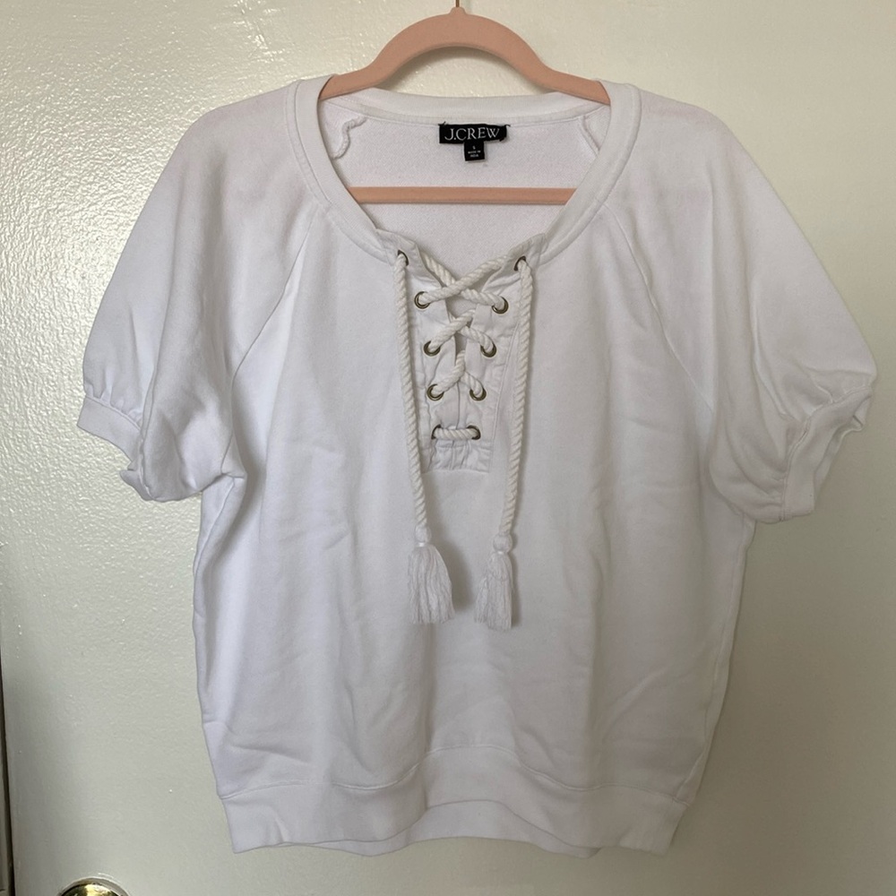 J. Crew 100% Cotton Blouse Nautical Rope Tie - White - Picture 3 of 6